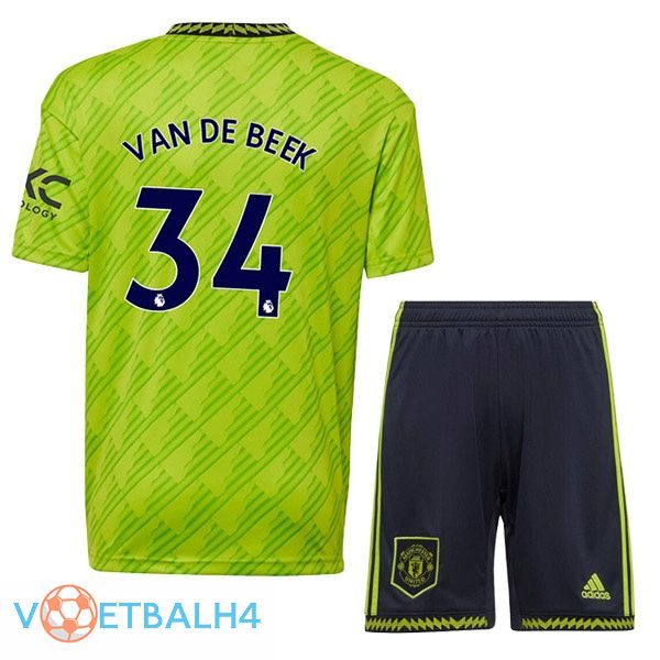 Manchester United (VAN DE BEEK 34) kinderen voetbal jerseys derde groente 2022-2023