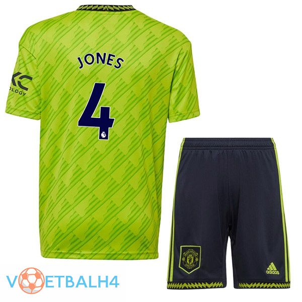 Manchester United (JONES 4) kinderen voetbal jerseys derde groente 2022-2023