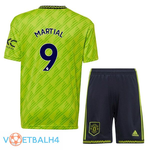 Manchester United (MARTIAL 9) kinderen voetbal jerseys derde groente 2022-2023