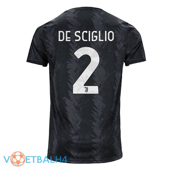 Juventus (DE SCIGLIO 2) voetbal jersey uit zwart 2022/2023