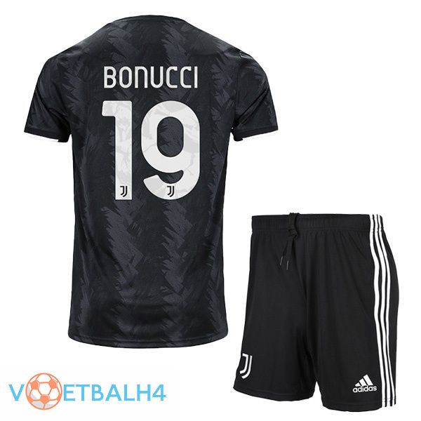 Juventus (BONUCCI 19) kinderen voetbal jersey uit zwart 2022/2023