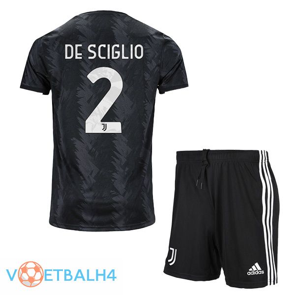 Juventus (DE SCIGLIO 2) kinderen voetbal jersey uit zwart 2022/2023