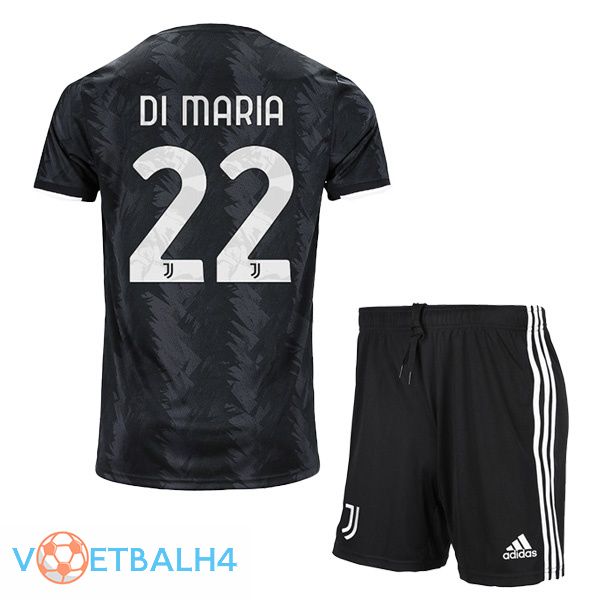 Juventus (DI MARIA 22) kinderen voetbal jersey uit zwart 2022/2023