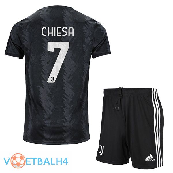 Juventus (CHIESA 7) kinderen voetbal jersey uit zwart 2022/2023