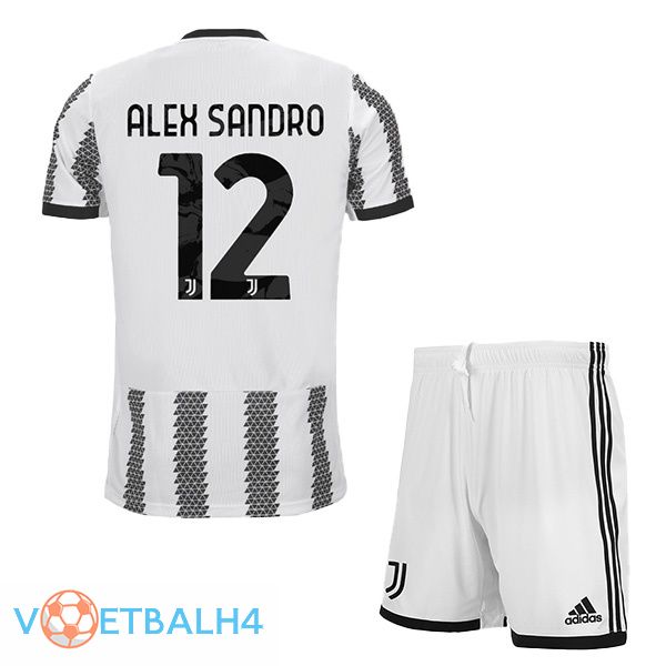 Juventus (ALEX SANDRO 12) jersey thuis kinderen wit zwart 2022/2023