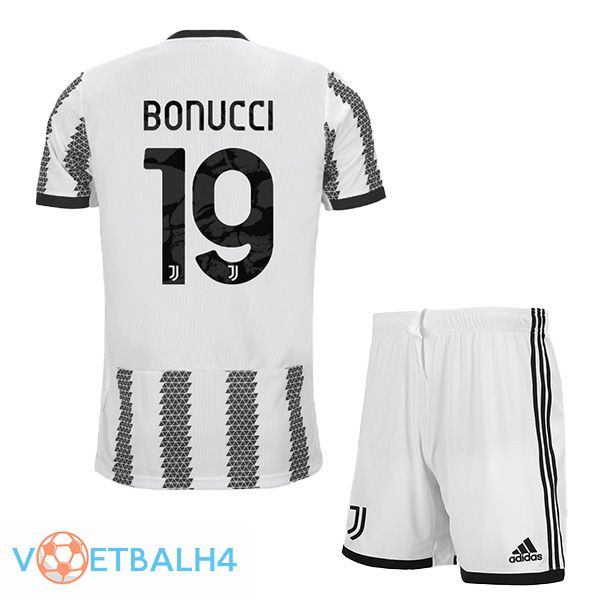 Juventus (BONUCCI 19) jersey thuis kinderen wit zwart 2022/2023