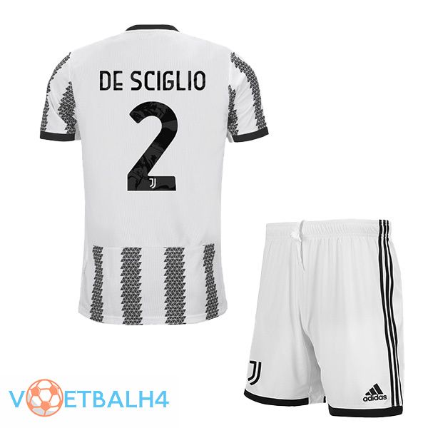 Juventus (DE SCIGLIO 2) jersey thuis kinderen wit zwart 2022/2023