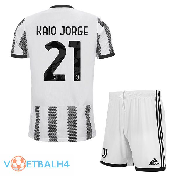 Juventus (KAIO JORGE 21) jersey thuis kinderen wit zwart 2022/2023