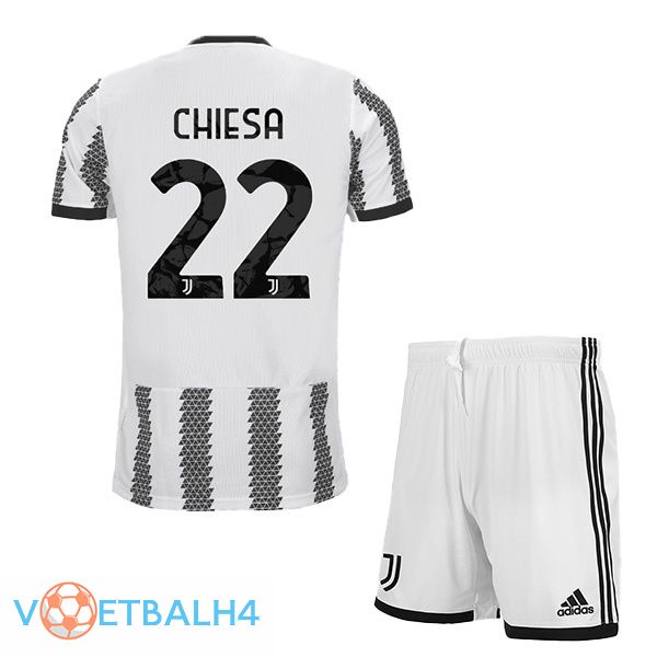 Juventus (CHIESA 22) jersey thuis kinderen wit zwart 2022/2023