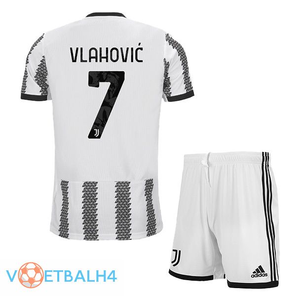 Juventus (VLAHOVIC 7) jersey thuis kinderen wit zwart 2022/2023