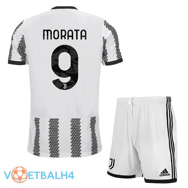 Juventus (MORATA 9) jersey thuis kinderen wit zwart 2022/2023