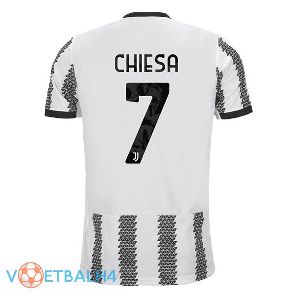 Juventus (CHIESA 7) voetbal jersey thuis wit zwart 2022/2023