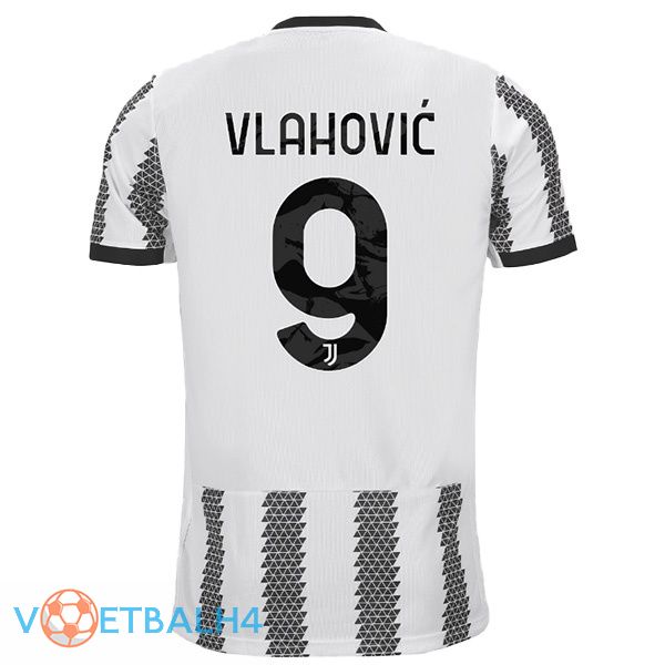 Juventus (VLAHOVIĆ 9) voetbal jersey thuis wit zwart 2022/2023