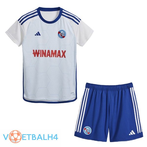 RC Strasbourg Alsace kinderen uit voetbal jersey wit 2023/2024