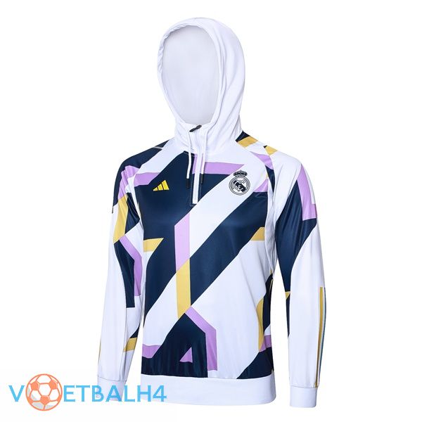 Real Madrid Training Sweatshirt Hoodie wit blauw koninklijk 2023/2024