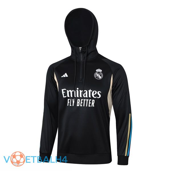 Real Madrid Training Sweatshirt Hoodie zwart 2023/2024