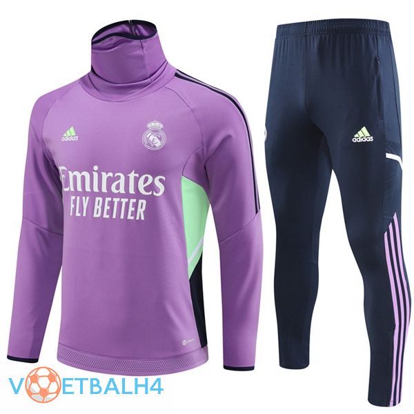 Real Madrid High collar trainingspak paars 2023/2024