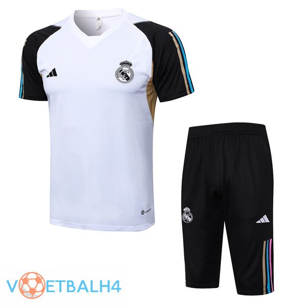 Real Madrid Training T Shirt + korte broek wit 2023/2024