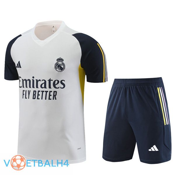 Real Madrid Training T Shirt + korte broek wit 2023/2024