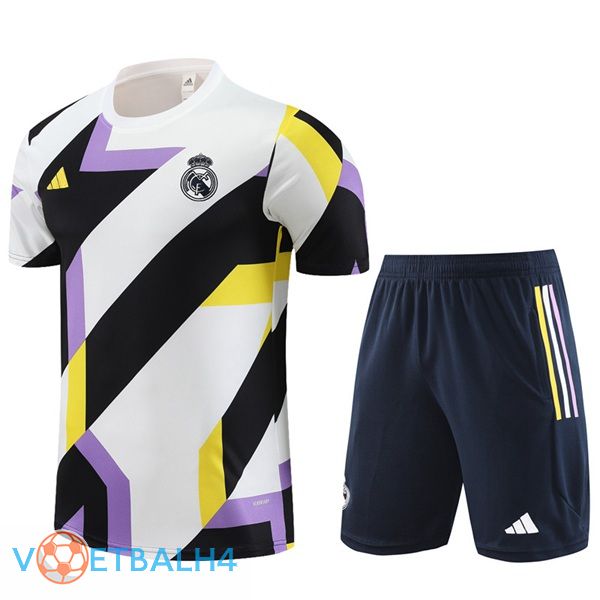 Real Madrid Training T Shirt + korte broek wit zwart 2023/2024