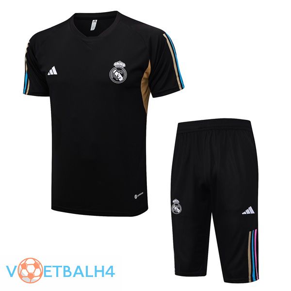 Real Madrid Training T Shirt + korte broek zwart 2023/2024