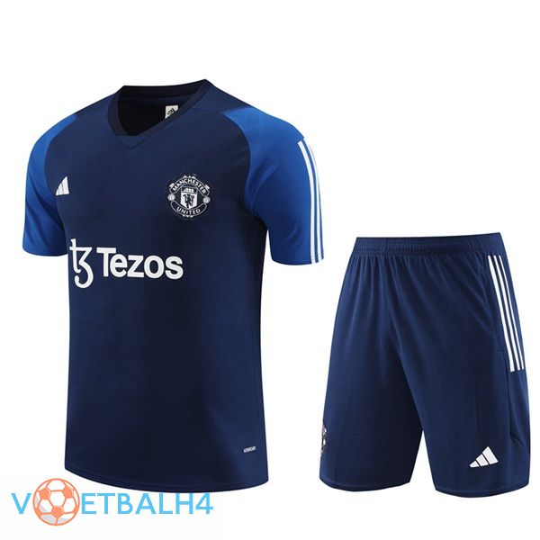 Manchester United Training T Shirt + korte broek koninklijk blauw 2023/2024