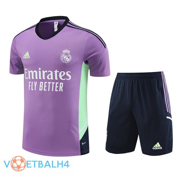 Real Madrid Training T Shirt + korte broek paars 2023/2024