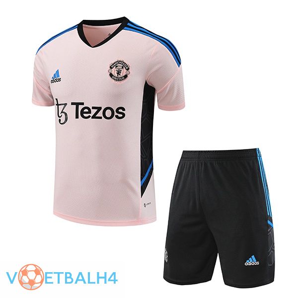 Manchester United Training T Shirt + korte broek roze 2023/2024