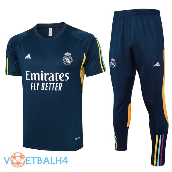 Real Madrid Training T Shirt + korte broek blauw koninklijk 2023/2024