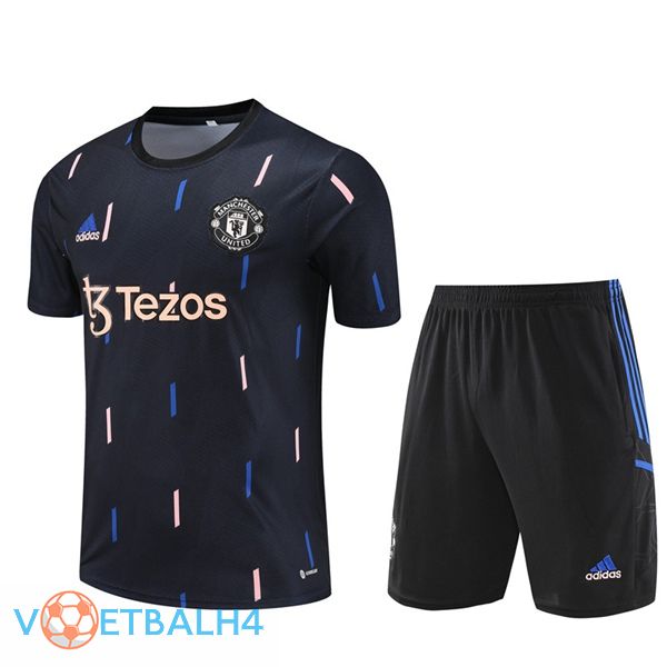 Manchester United Training T Shirt + korte broek zwart 2023/2024