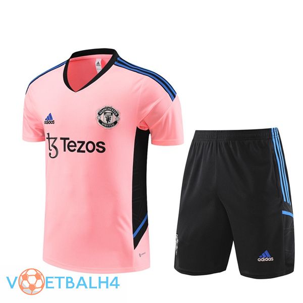 Manchester United Training T Shirt + korte broek roze 2023/2024