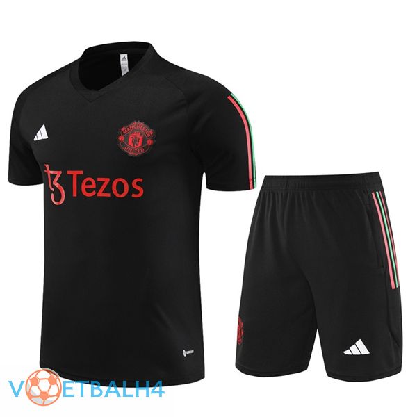 Manchester United Training T Shirt + korte broek zwart 2023/2024