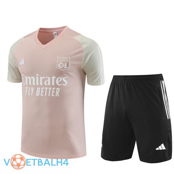 Lyon OL Training T Shirt + korte broek roze 2023/2024