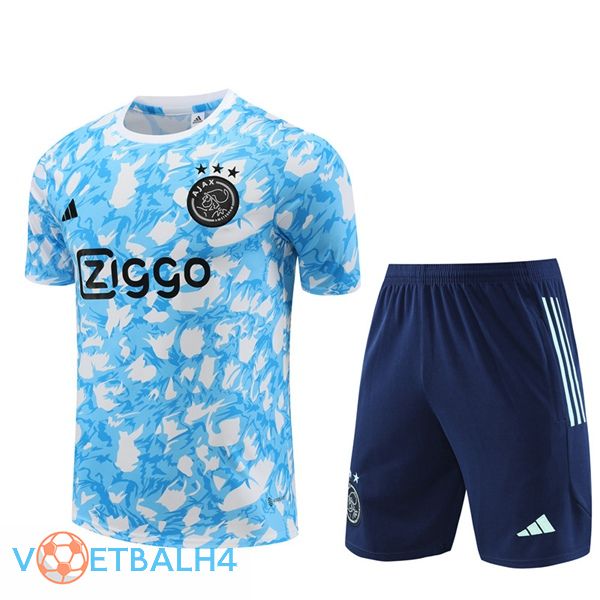 AFC Ajax Training T Shirt + korte broek blauw wit 2023/2024