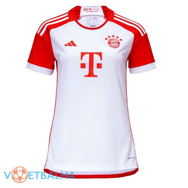 Bayern Munich Dames voetbal jersey thuis wit rood 2023/2024