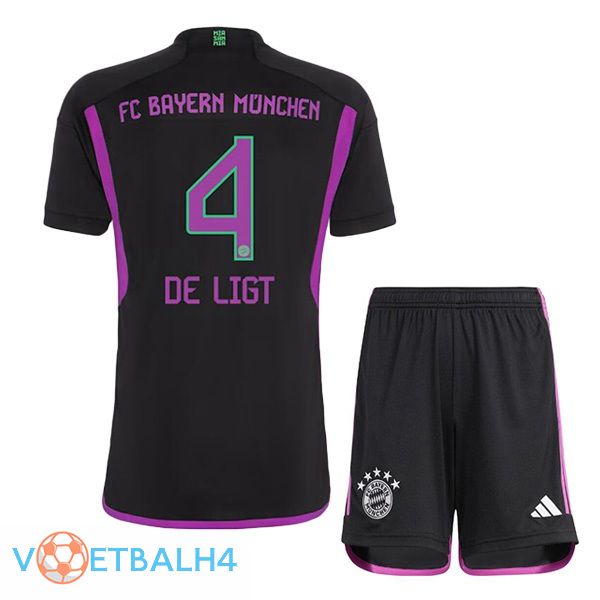 Bayern Munich (de Ligt 4) kinderen uit voetbal jersey zwart 2023/2024