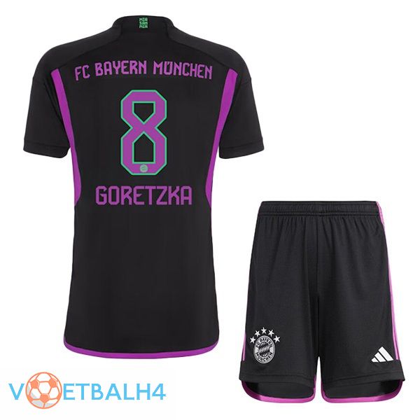 Bayern Munich (Goretzka 8) kinderen uit voetbal jersey zwart 2023/2024