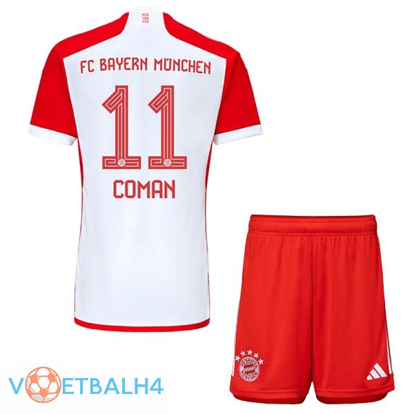 Bayern Munich (Coman 11) kinderen thuis voetbal jersey wit rood 2023/2024