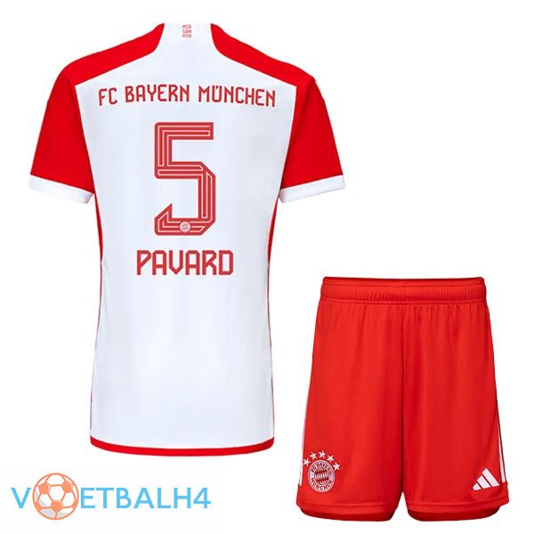 Bayern Munich (Pavard 5) kinderen thuis voetbal jersey wit rood 2023/2024