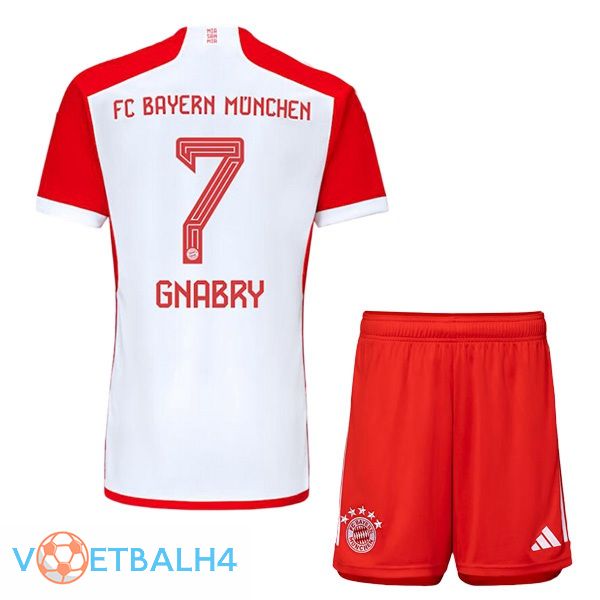 Bayern Munich (Gnabry 7) kinderen thuis voetbal jersey wit rood 2023/2024