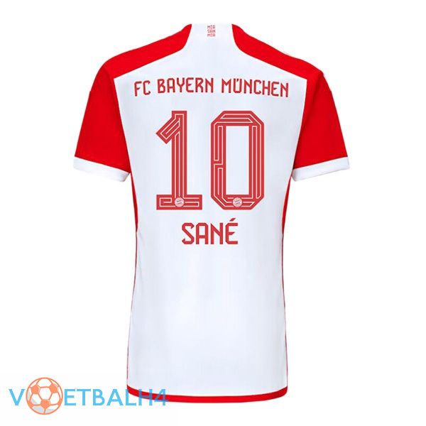 Bayern Munich (Sané 10) thuis voetbal jersey wit rood 2023/2024