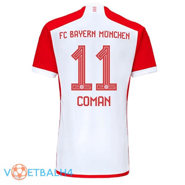 Bayern Munich (Coman 11) thuis voetbal jersey wit rood 2023/2024