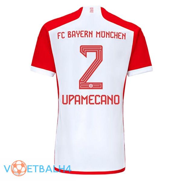 Bayern Munich (Upamecano 2) thuis voetbal jersey wit rood 2023/2024