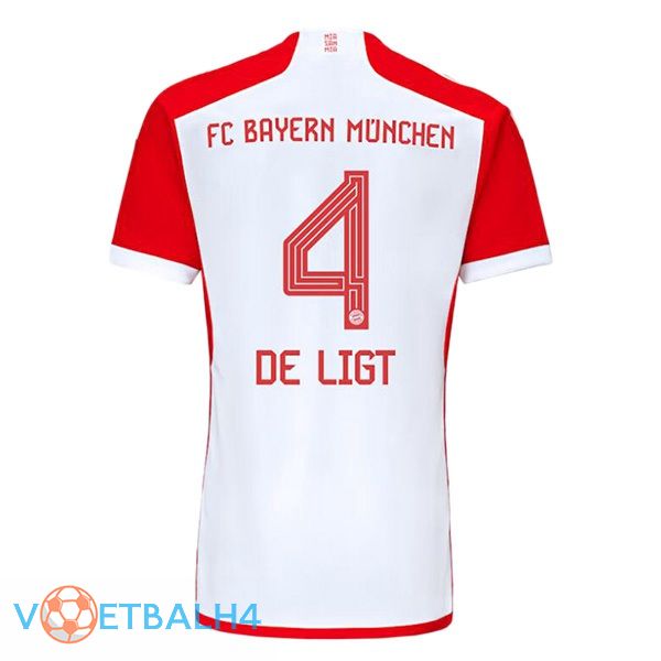 Bayern Munich (de Ligt 4) thuis voetbal jersey wit rood 2023/2024