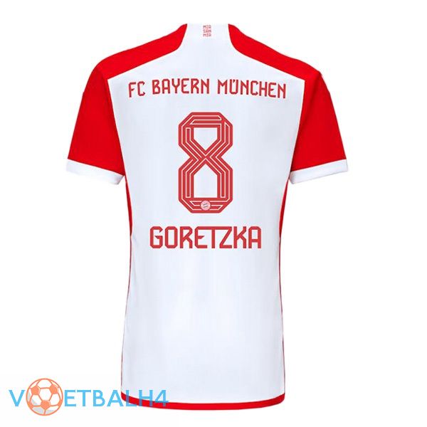 Bayern Munich (Goretzka 8) thuis voetbal jersey wit rood 2023/2024