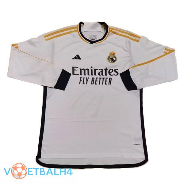 Real Madrid voetbal jersey thuis lange mouwwit gelekte versie 2023/2024