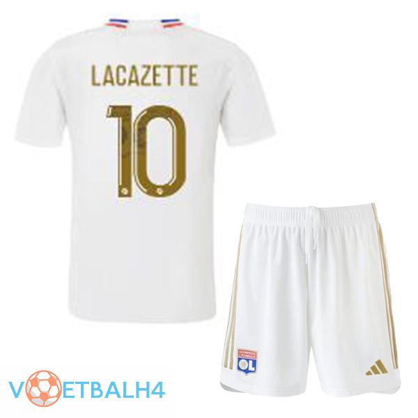 Lyon OL (LACAZETTE 10) kinderen thuis voetbal jersey wit 2023/2024