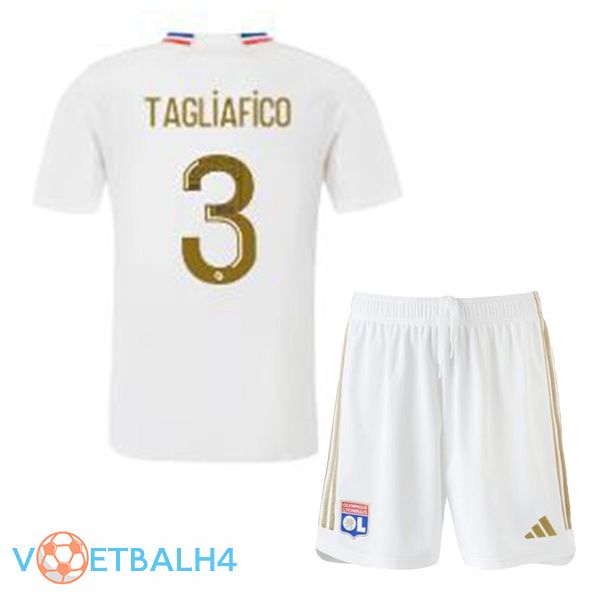 Lyon OL (TAGLIAFICO 3) kinderen thuis voetbal jersey wit 2023/2024