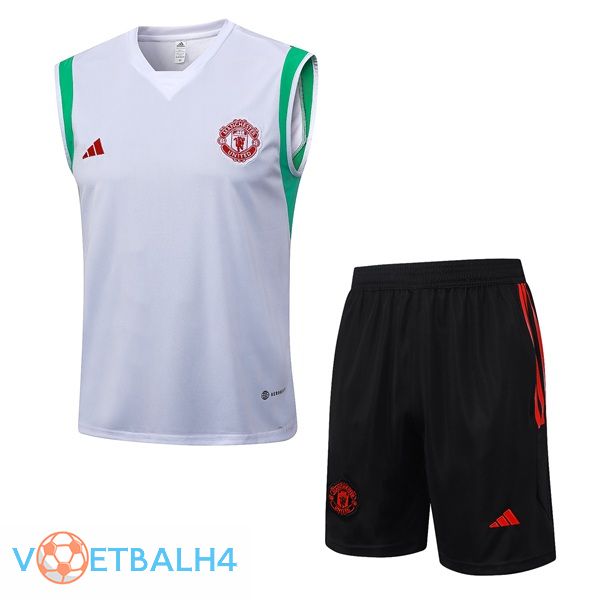 Manchester United voetbal Vest + korte broek wit 2023/2024