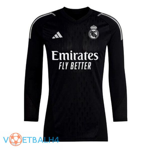 Real Madrid doelman voetbal jersey lange mouwzwart 2023/2024